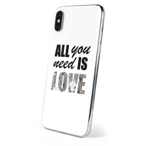 All You Need Is Love BW iPhone X Skin
