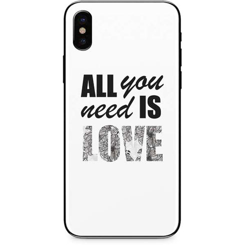 All You Need Is Love BW iPhone XS Skin