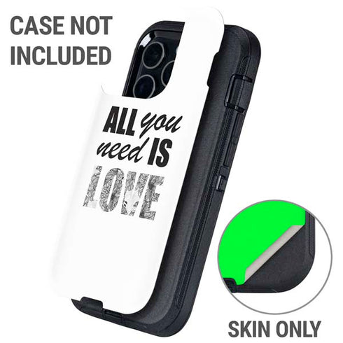 All You Need Is Love BW Otterbox Defender iPhone Skin