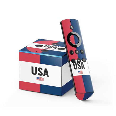 American Flag Color Block Fire TV Cube Skin