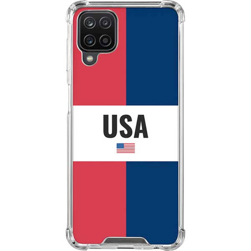 American Flag Color Block Galaxy A12 Clear Case