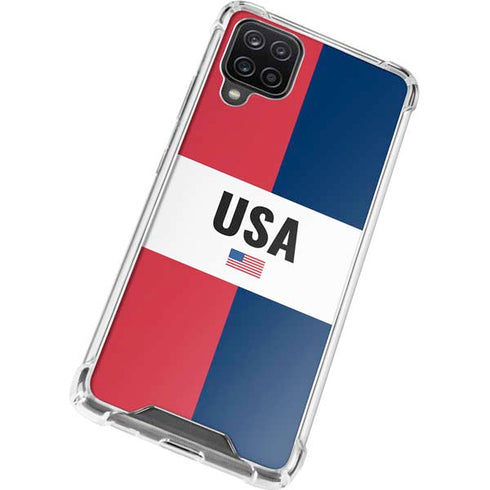 American Flag Color Block Galaxy A12 Clear Case