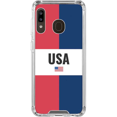 American Flag Color Block Galaxy A30 Clear Case