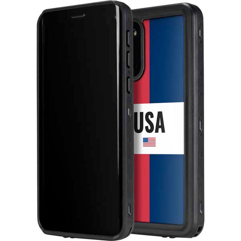 American Flag Color Block Galaxy S20 Plus Waterproof Case