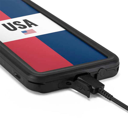 American Flag Color Block Galaxy S20 Plus Waterproof Case