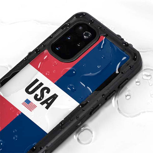 American Flag Color Block Galaxy S20 Plus Waterproof Case