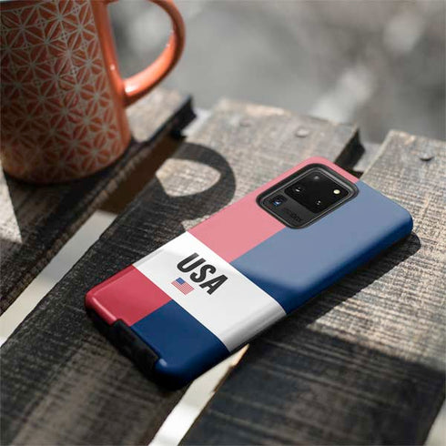 American Flag Color Block Galaxy S20 Ultra 5G Pro Case