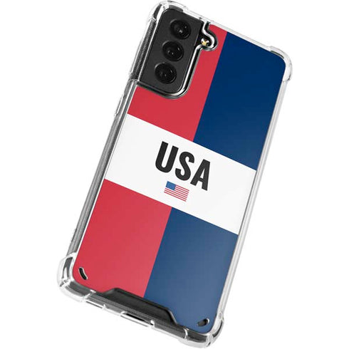 American Flag Color Block Galaxy S21 Plus 5G Clear Case