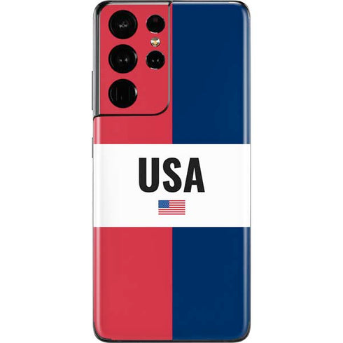 American Flag Color Block Galaxy S21 Ultra 5G Skin