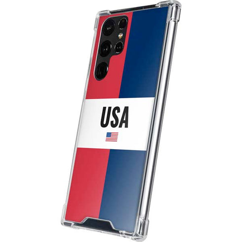 American Flag Color Block Galaxy S22 Ultra Clear Case