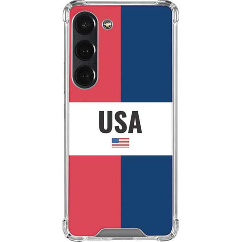 American Flag Color Block Galaxy S23 Clear Case