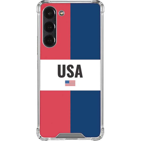 American Flag Color Block Galaxy S23 Plus Clear Case