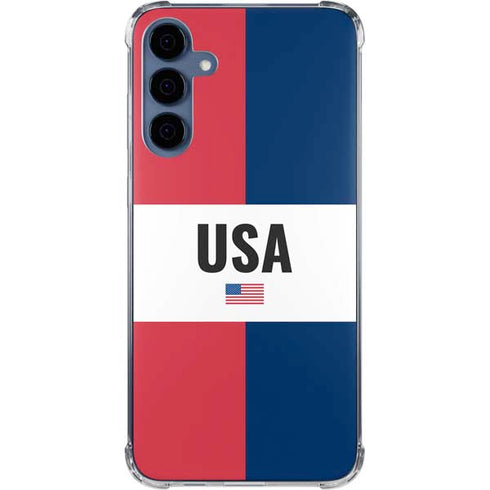 American Flag Color Block Galaxy S24 Clear Case