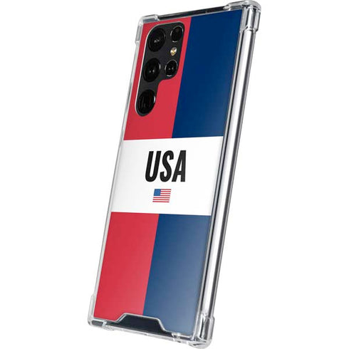 American Flag Color Block Galaxy S24 Ultra Clear Case