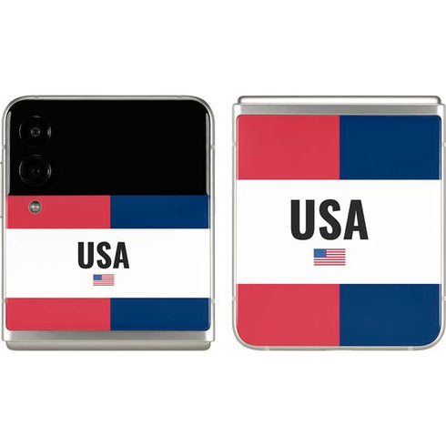 American Flag Color Block Galaxy Z Flip3 5G Skin