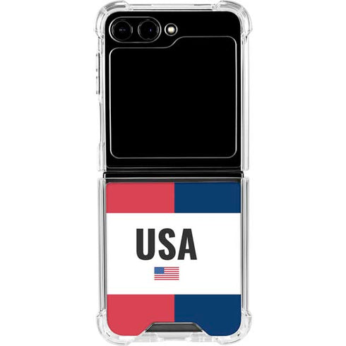 American Flag Color Block Galaxy Z Flip5 5G Clear Case