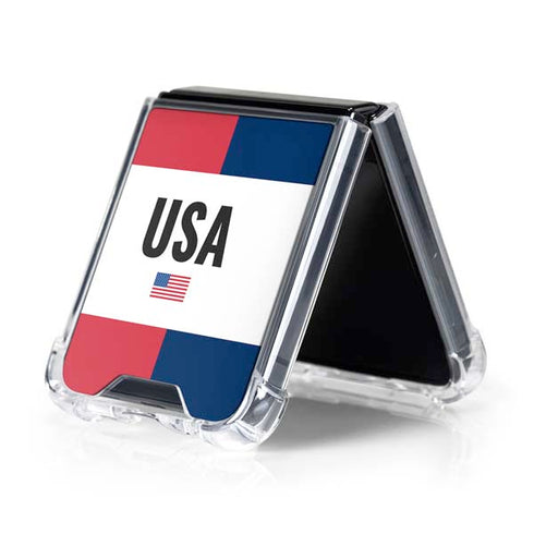 American Flag Color Block Galaxy Z Flip5 5G Clear Case