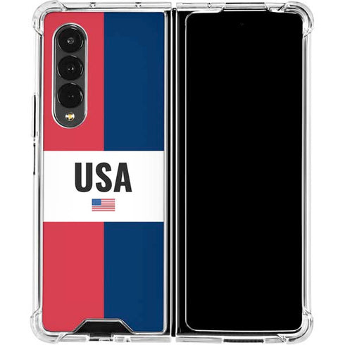 American Flag Color Block Galaxy Z Fold4 5G Clear Case