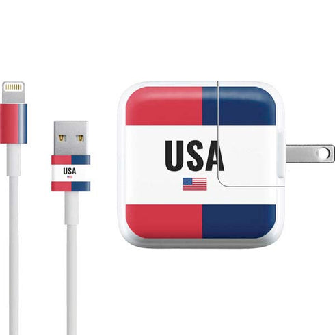 American Flag Color Block iPad Charger (10W USB) Skin