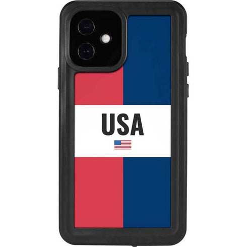 American Flag Color Block iPhone 12 Waterproof Case