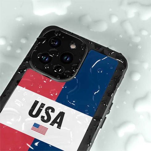 American Flag Color Block iPhone 14 Pro Max Waterproof Case