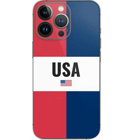 American Flag Color Block iPhone 14 Pro Skin