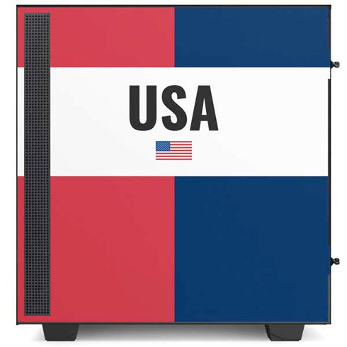 American Flag Color Block NZXT H510 Compact ATX Mid-Tower Case Skin