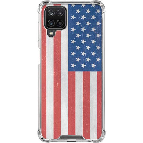 American Flag Distressed Galaxy A12 Clear Case