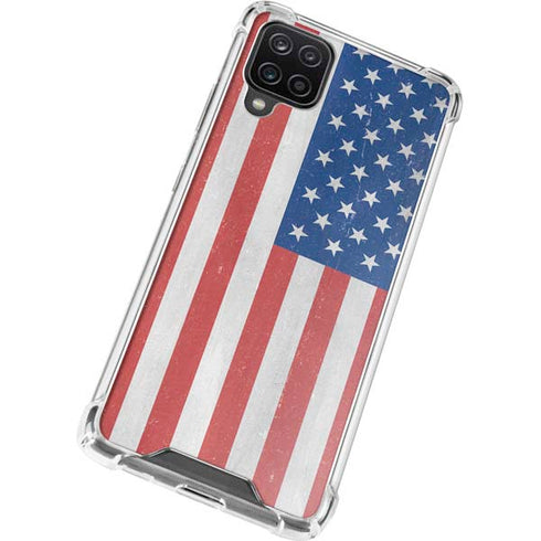 American Flag Distressed Galaxy A12 Clear Case