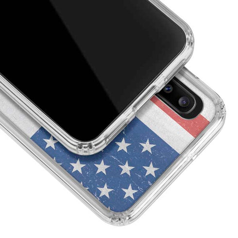 American Flag Distressed Galaxy A20 Clear Case