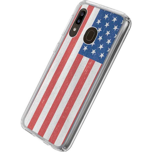 American Flag Distressed Galaxy A20 Clear Case
