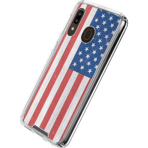 American Flag Distressed Galaxy A30 Clear Case