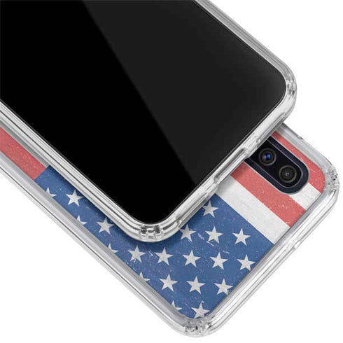 American Flag Distressed Galaxy A50 Clear Case