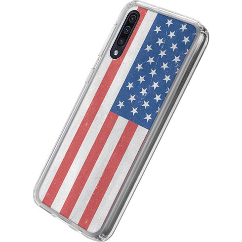 American Flag Distressed Galaxy A50 Clear Case