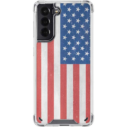 American Flag Distressed Galaxy S21 5G Clear Case
