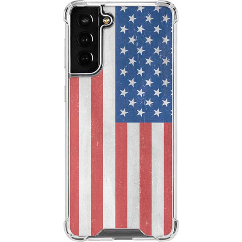 American Flag Distressed Galaxy S21 FE Clear Case