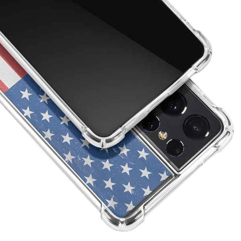 American Flag Distressed Galaxy S21 Ultra 5G Clear Case
