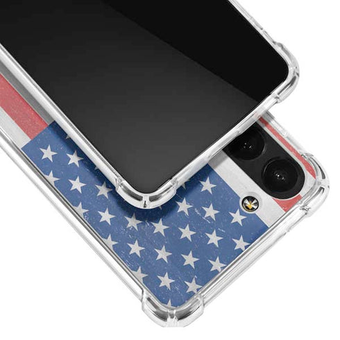American Flag Distressed Galaxy S23 Plus Clear Case