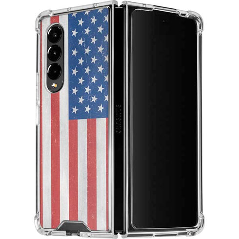 American Flag Distressed Galaxy Z Fold4 5G Clear Case
