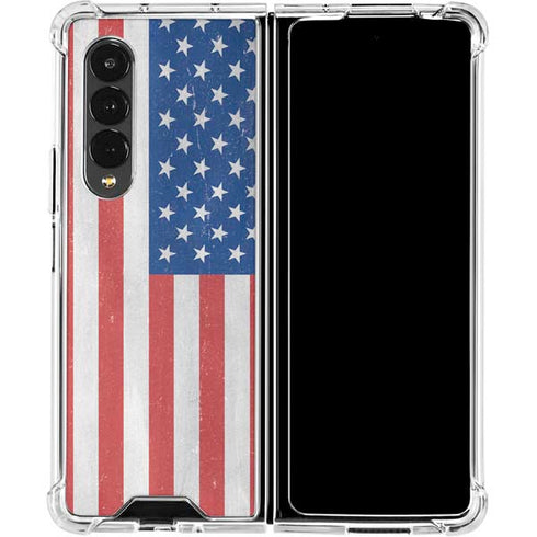 American Flag Distressed Galaxy Z Fold4 5G Clear Case
