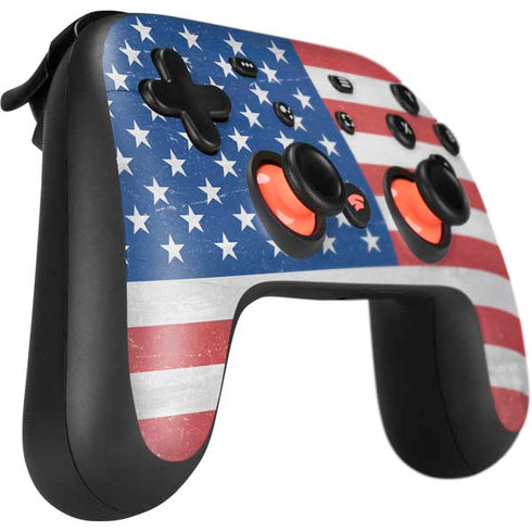 American Flag Distressed Google Stadia Controller Skin