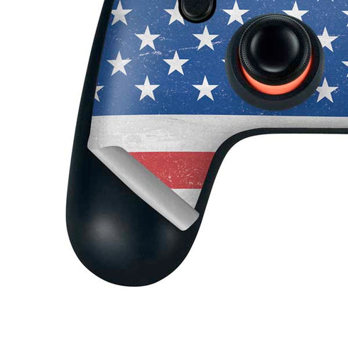 American Flag Distressed Google Stadia Controller Skin