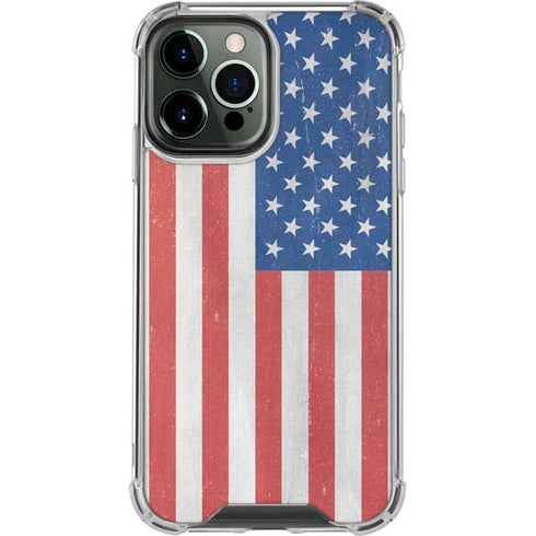American Flag Distressed iPhone 13 Pro Max Clear Case