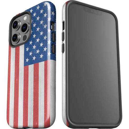 American Flag Distressed iPhone 15 Pro Impact Case