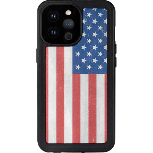 American Flag Distressed iPhone 14 Pro Max Waterproof Case