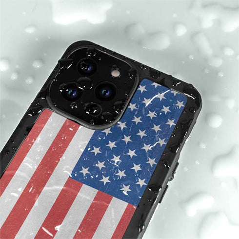 American Flag Distressed iPhone 14 Pro Max Waterproof Case