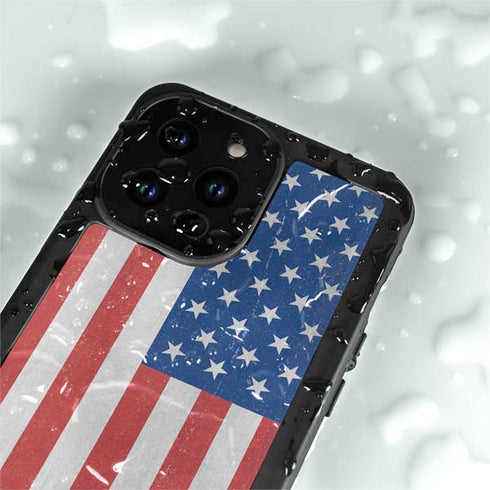 American Flag Distressed iPhone 14 Pro Waterproof Case