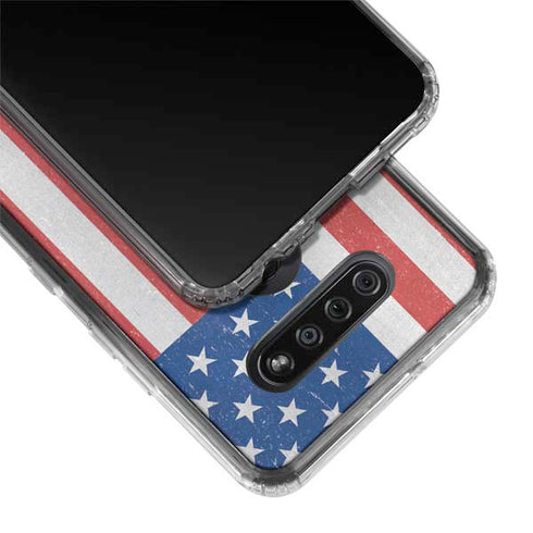 American Flag Distressed LG K51/Q51 Clear Case