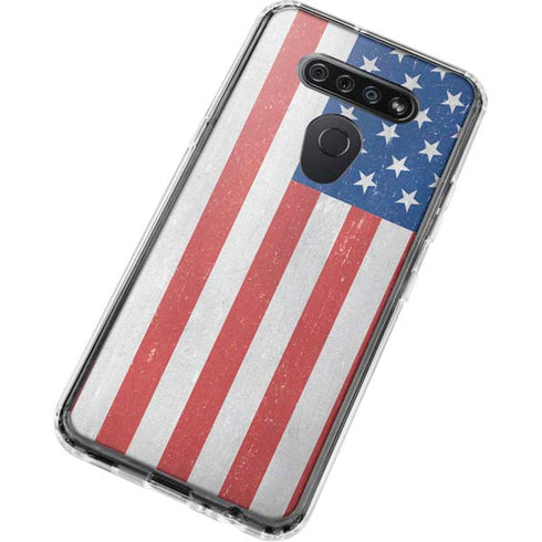 American Flag Distressed LG K51/Q51 Clear Case