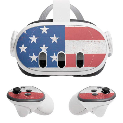 American Flag Distressed Meta Quest 3 Skin